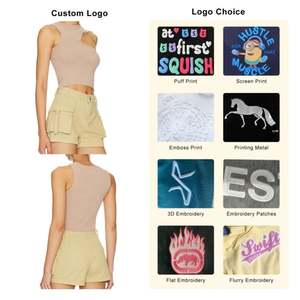 Chaleco de Verano Corto de Algodón 100% Transpirable con Colores Personalizados, de Un Solo Hombro, Más Vendido, con Dobladillo Irregular y Hilo Elástico - Product Image 5