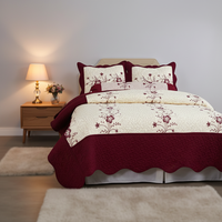 Couvre-lit et édredon de luxe brodés à motifs floraux avec taie d'oreiller pour ensemble de literie domestique