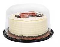 Dôme à gâteau en plastique noir transparent, boîte à dessert en plastique transparente avec couvercle