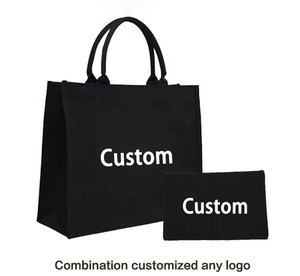Bán buôn tùy chỉnh màu đen đay túi bông mua sắm Di động Túi vai in logo linen vải bố tote túi tùy chỉnh - Product Image 2