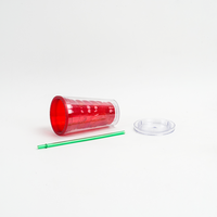 Gobelet en plastique à double paroi de 14 oz avec paille, motif squelette d'Halloween, pour la bière, promotion de Noël, design Père Noël