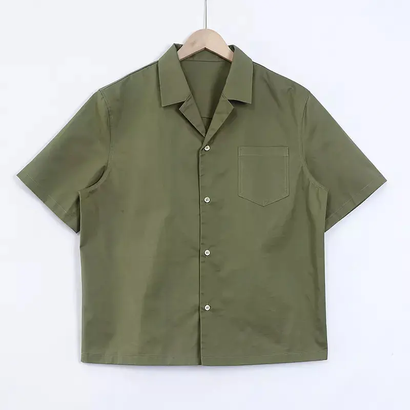 TS1091 100% Baumwolle Factory Custom Logo Kurzarm Button Up Herren hemden Einfarbig Plus Size Herren Designer Shirt