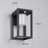 Lampe murale extérieure solaire à LED moderne en aluminium moulé sous pression noir, étanche IP44, avec détecteur de mouvement
