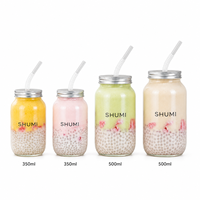 Vente en gros de bocaux en PET transparent de 350 ml et 500 ml avec couvercle en aluminium, récipients pour boissons gazeuses, bière, jus de fruits, boissons froides, emballages à emporter