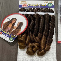 Extensions de cheveux synthétiques bouclés à la française, lots de mèches ondulées, tissage lâche, 22 pouces, 4 pièces/paquet, cheveux à tresser bouclés à la française