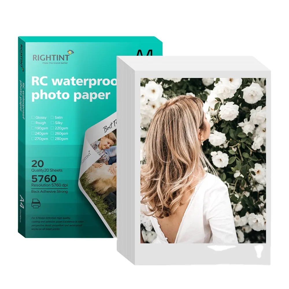 Printable Photo Picture Paper 90gsm Glossy Inkjet Printing Photo Paper in A4 Sheet or rRoll Size