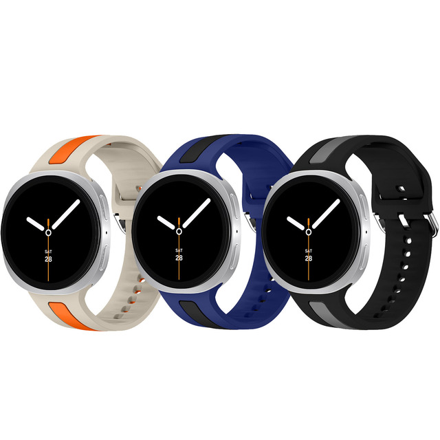 Win-Win Wristband Durable Two Color Striped Silicone Lightweight Watchbands Compatible with Galaxy Watch 8 40mm 44mm