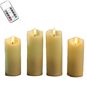 플라스틱 깜박임 불꽃 촛불, 이동 불꽃, 배터리 작동 LED 기둥 촛불 타이머 원격 - Product Image 1