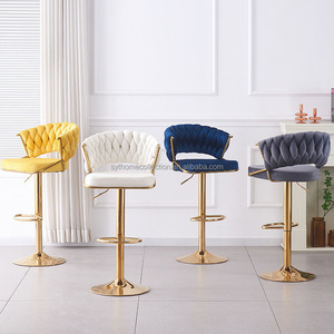 Silla de <span class=keywords><strong>Barra</strong></span> de Grado Comercial con Rango de Altura de 60-80 cm y Estructura Dorada para Restaurante, Bar y Sala de Maquillaje - Product Image 4