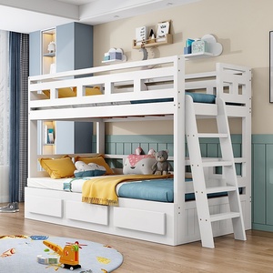 Современная белая деревянная двухъярусная кровать с выдвижными ящиками для хранения вещей-идеально подходит для экономии места в детских спальнях - Product Image 4