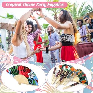 Pafu Personnalisé Hawaïen Luau Fournitures De Fête De Mariage Nuits De <span class=keywords><strong>La</strong></span> Havane Ventilateurs Pliants Hibiscus Tropical Ventilateurs À Main Cubains Pliants - Product Image 5