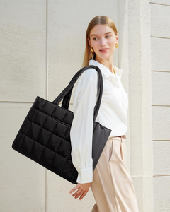 Borsa a Tracolla da Donna alla <span class=keywords><strong>Moda</strong></span> con Design a Scacchi, Grande Capacità, Chiusura a Cerniera, Due Manici Corti, Portatile - Product Image 5