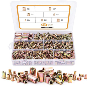 Rivet Nuts 885 Pcs Boxed Set Carbon Steel Flat Head Zinc Plated DIN Standard Rivet With Washer - Product Image 1