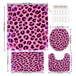 Cortina de Ducha de Poliéster con Estampado de Leopardo Rosa Brillante, Cortina de Baño con Impresión Digital Personalizada, Impermeable, Venta al Por Mayor, Moderna - Product Image 6