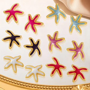 Pendientes de Estrella de Mar Asimétricos de Alta Calidad para Mujer, Chapados en Oro con Recubrimiento PVD, Acero Inoxidable 304, Duraderos, Modernos y a la Moda - Product Image 4