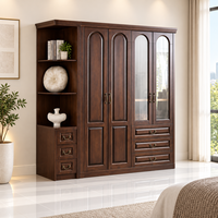Ensemble de meubles de chambre extensible en bois massif de style mid-century pour la vente en gros (inclut lit Queen/King, armoire, coiffeuse, tabouret)
