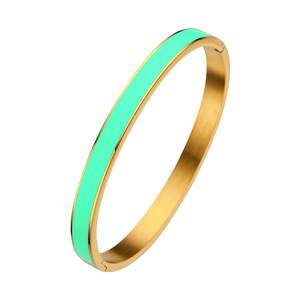 Pulsera de Acero Inoxidable con Epoxi para Mujer, Estilo Europeo y Americano, Dorada - Product Image 3