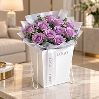 Sacs à bouquets personnalisés haut de gamme avec poignée en ruban, sacs d'emballage élégants pour fleurs fraîches, cadeaux, boutiques, commandes en gros