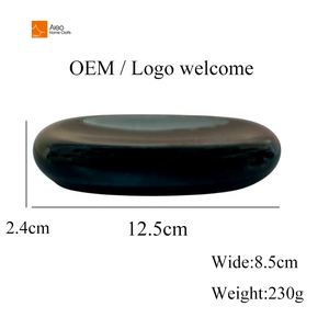 Aleo Porte-<span class=keywords><strong>savon</strong></span> ovale <span class=keywords><strong>noir</strong></span> brillant en résine écologique de luxe, durable, pour hôtels, salles de bain nordiques, articles de toilette en gros - Product Image 3