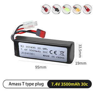Bateria Recarregável Li-Ion 7.4V 3500mAh Direto da Fábrica 103495 Película Preta para Carros e Caminhões Elétricos Infantis - Product Image 6