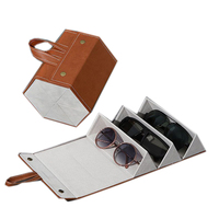 Étui de voyage pliable en cuir pour lunettes de soleil multiples, boîte de rangement portable pour lunettes, présentoir à lunettes