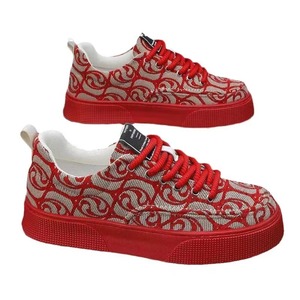 Men's Canvas Lace Breathable Head Low Top Spring New Niche Printed Thick Sole Rubber Outsole Color Matching Sneakers Casual - Product Image 5