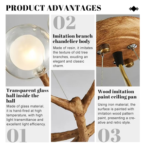 Vintage <strong>Rustic</strong> Tree Branch Glass Chandelier <strong>Lighting</strong> Living Room Hanging Lamp Ceiling Home Deco Lustres <strong>Fixtures</strong> - Product Image 4
