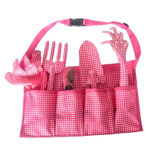 Conjunto de ferramentas de jardim rosa, impressão manual, saco de ferramentas de jardim para mulheres