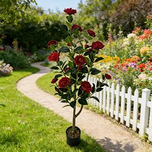 Arbre de camélia artificiel, faux arbre de camélia, arbre de camélia en pot - Product Image 6