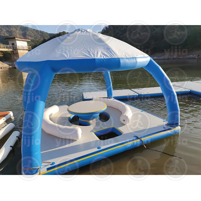 नई inflatable पानी अवकाश मंच के साथ तम्बू अस्थायी द्वीप inflatable मोटरबोट डॉक inflatable अस्थायी गोदी