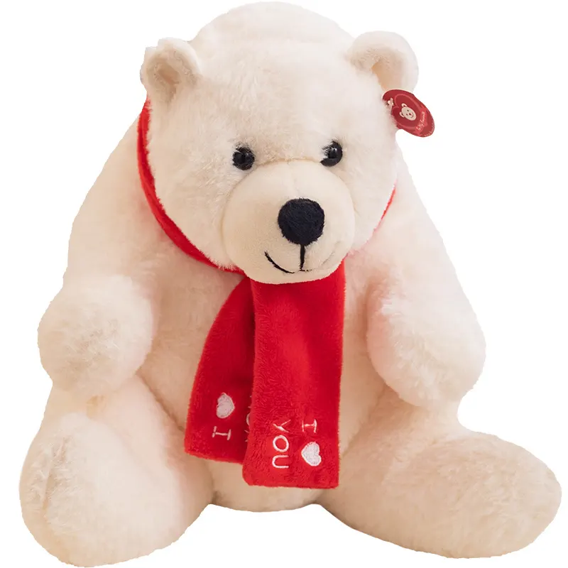 Simpatici giocattoli di peluche personalizzati animali di pezza orso polare con sciarpa giocattolo di peluche