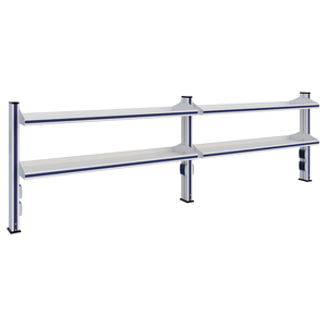 Banco da Laboratorio in <span class=keywords><strong>Alluminio</strong></span> e Vetro Regolabile in Altezza Personalizzabile, Scaffale per Reagenti Chimici con Presa Elettrica - Product Image 1