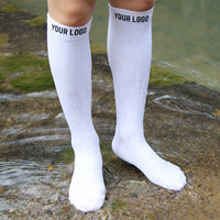 Chaussettes blanches hautes jusqu'au genou 100% imperméables, membrane technique 3 couches respirante, tube long pour la randonnée, le trekking, la course à pied, le cyclisme