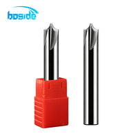 Fraise à chanfreiner en carbure monobloc à 4 cannelures en acier au tungstène pour rainurage en V, pour aluminium, cuivre, outil d'usinage CNC