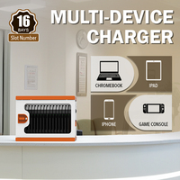 Chariot de charge 16 baies USB-C PD 18W, armoire de charge rapide pour iPad, Chromebook, tablette, armoire de rangement sécurisée JM-CCWM-AC-16