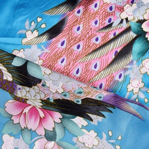 カスタムストレッチサテン100%ポリエステルしわになりにくい光沢のあるツイストフローラルプリント生地、女の子のブライダルローブ衣類用 - Product Image 6