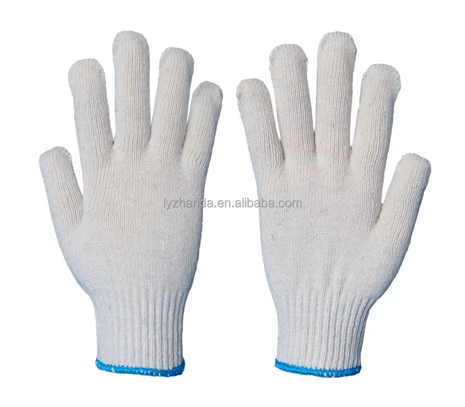 Sicherheits baumwoll handschuhe Baumwolle Polyester Schnur Stricks chale Sicherheits schutz Arbeits handschuhe für den Bau Sanitär Gartenarbeit
