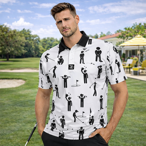 Polo de golf personnalisé en jersey de polyester et élasthanne imprimé par sublimation sur toute la surface, design gratuit, logo personnalisé, tissu respirant et à séchage rapide - Product Image 1