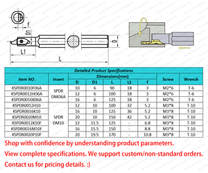 أداة حز وجه داخلية صغيرة تجويف KSPDR مع عمق كبير من القطع ، متوافقة مع حامل SPDR150/10000/10000/300DM10 حز - Product Image 6