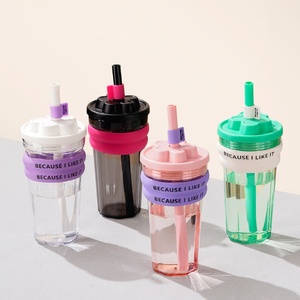 Botella de Agua Reutilizable de Plástico Libre de BPA, Vaso de Plástico con Pajita, Precio de Fábrica - Product Image 6
