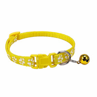 Collier pour chien et chat avec clochette à motif de patte et sangle en polyester, réglable, léger, pour la promenade en extérieur