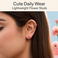 Boucles d'oreilles clous en acier inoxydable hypoallergéniques pour enfants, motif fleur de pêcher et marguerite, mignonnes et délicates, pour le quotidien, idéales comme cadeau