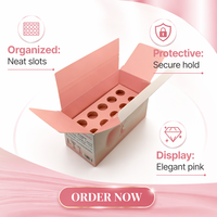 Boîte en papier rose et blanc à dégradé personnalisé avec insert à 10 trous pour le stockage d'ampoules, de flacons et de liquides oraux