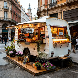 รถพ่วงสแตนเลสสตีล 4 ล้อ สไตล์เรโทร สำหรับธุรกิจจัดเลี้ยง พร้อมเคาน์เตอร์เสิร์ฟแบบเปิด สำหรับขายไอศกรีมในตลาดกลางคืน - Product Image 3