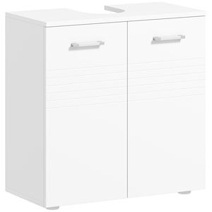 Kleankin-Tocador de baño de 2 puertas, mueble de madera con estante ajustable para ahorrar espacio, color blanco - Product Image 1