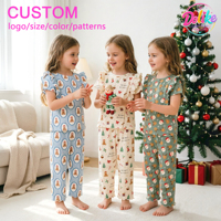 Pyjamas en bambou OEM en gros, motifs de Noël, ensembles de vêtements pour filles, pyjamas pour tout-petits, vêtements de nuit pour bébés