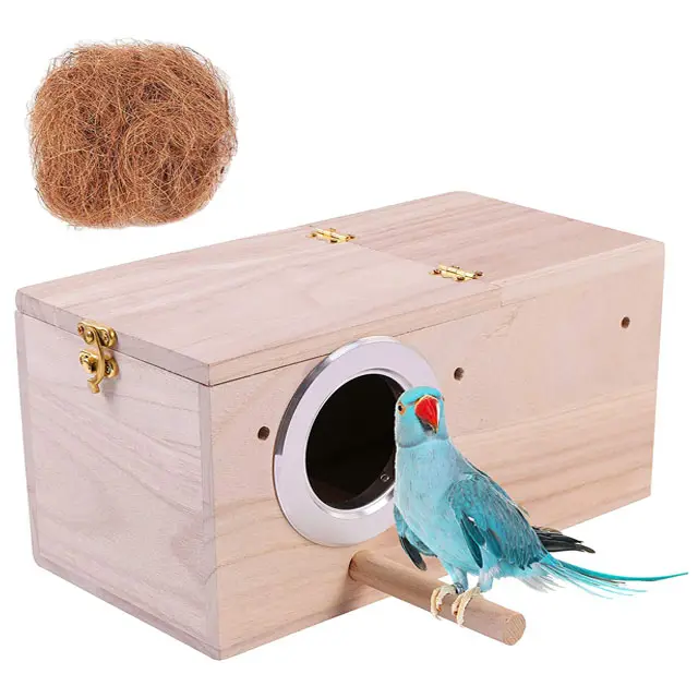 木製工芸品巣箱鳥の家バジー愛の鳥のための木の繁殖ボックスオウム交尾ボックス木製の鳥の家とオウムの巣
