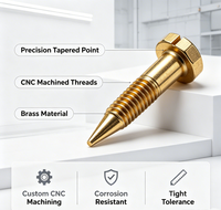 Vis coniques en laiton usinées CNC sur mesure, à pointe conique, à filetage, fixation de précision, OEM