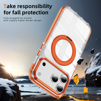 Coque de téléphone ATB de luxe transparente, anti-jaunissement, antichoc, magnétique et anti-traces de doigts avec support pour iPhone 18 17 Pro Max
