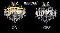 MEEROSEE, candelabro de cristal K9 de lujo dorado moderno nórdico, lámparas de sala de estar, lámpara colgante LED para dormitorio MD2125